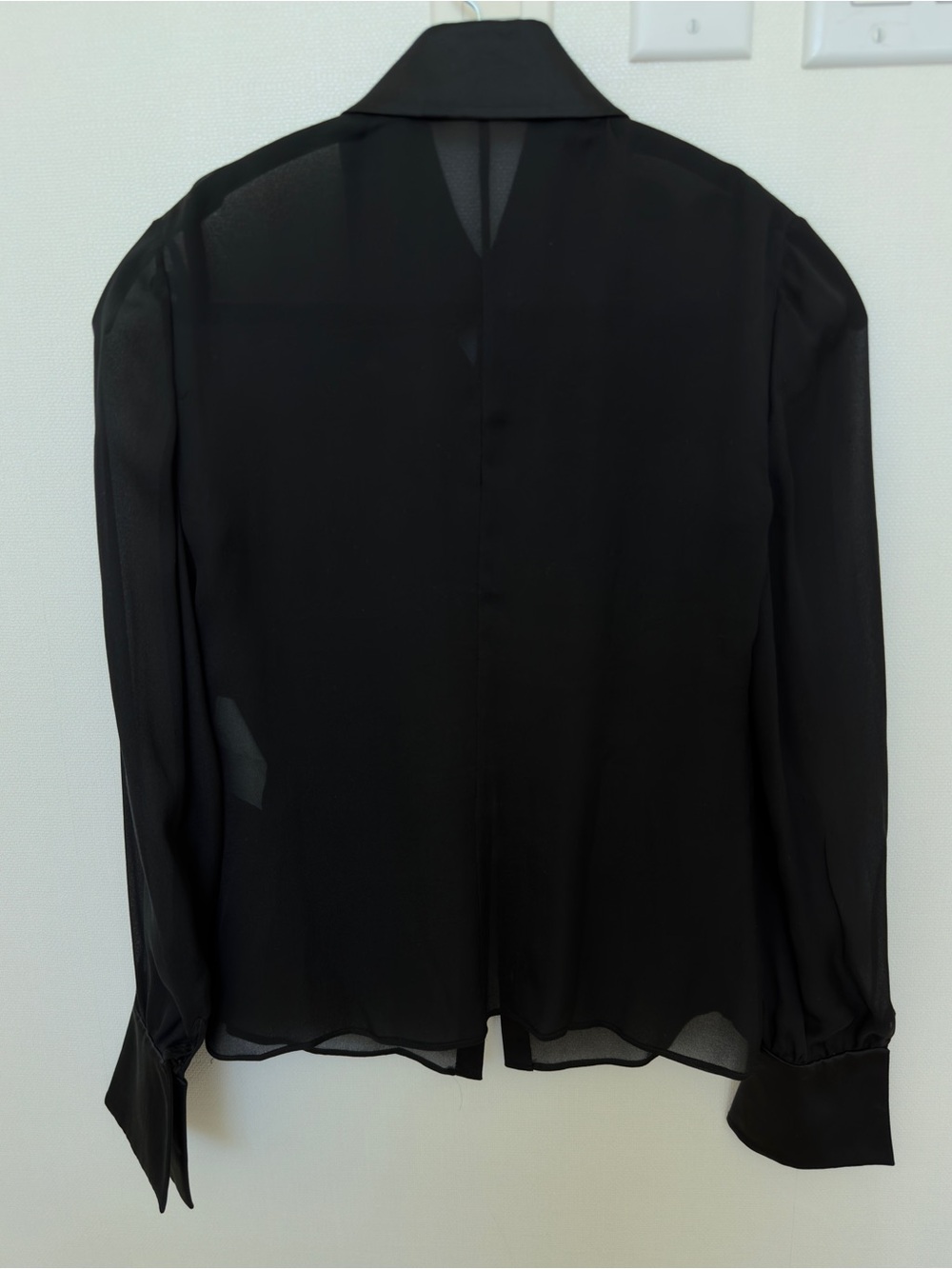 Valentino Couture Black Silk Chiffon Floral Button Blouse Size 4 - Picture 10 of 16